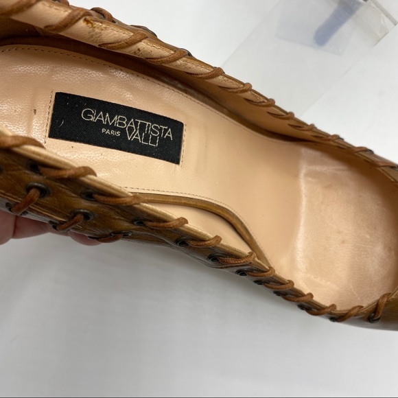 Giambattista Valli Paris Heels Leather Laced Trim - Picture 4 of 16